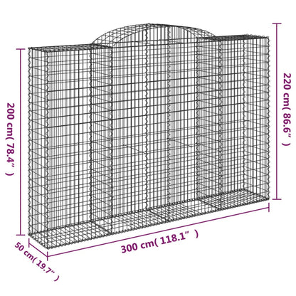 vidaXL Arched Gabion Baskets 6 pcs 300x50x200/220 cm Galvanised Iron 6