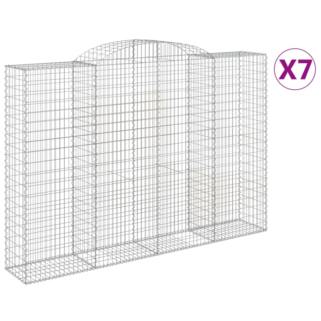 vidaXL Arched Gabion Baskets 7 pcs 300x50x200/220 cm Galvanised Iron 2