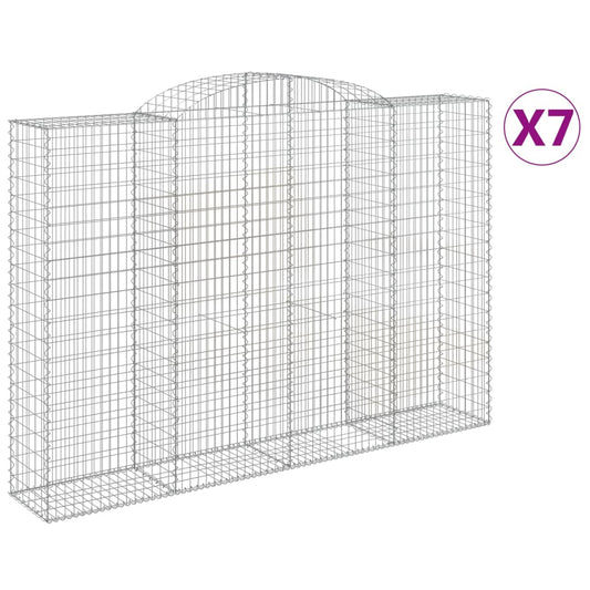 vidaXL Arched Gabion Baskets 7 pcs 300x50x200/220 cm Galvanised Iron 2