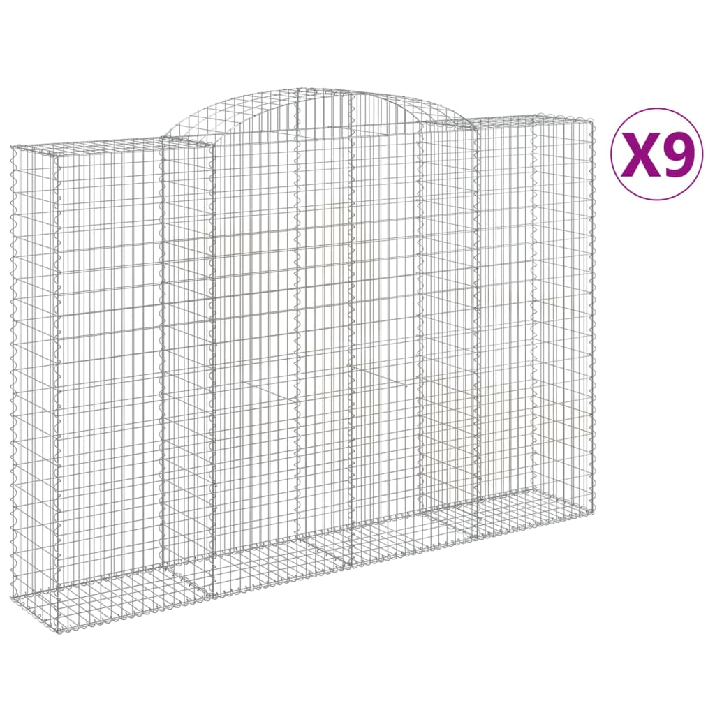 vidaXL Arched Gabion Baskets 9 pcs 300x50x200/220 cm Galvanised Iron 2