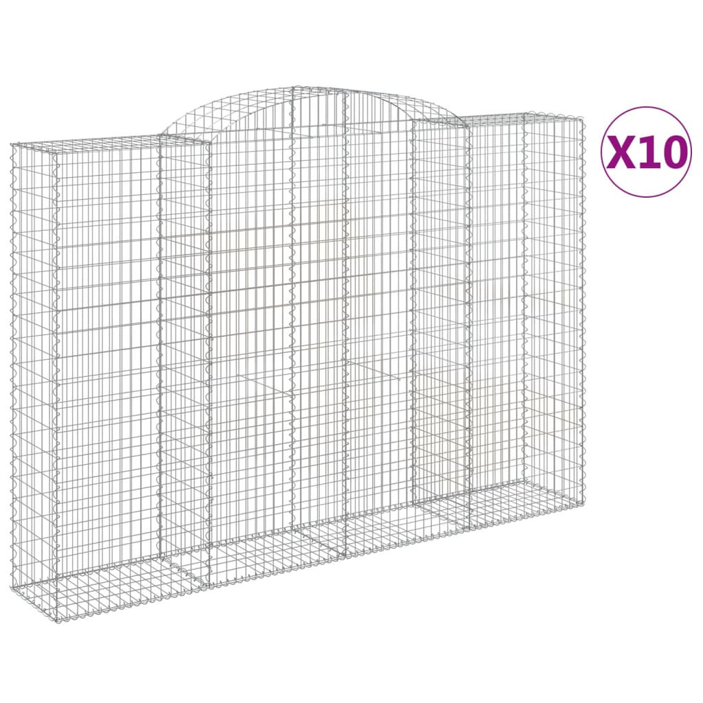 vidaXL Arched Gabion Baskets 10 pcs 300x50x200/220 cm Galvanised Iron 2