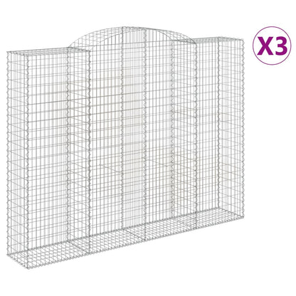 vidaXL Arched Gabion Baskets 3 pcs 300x50x220/240 cm Galvanised Iron 2