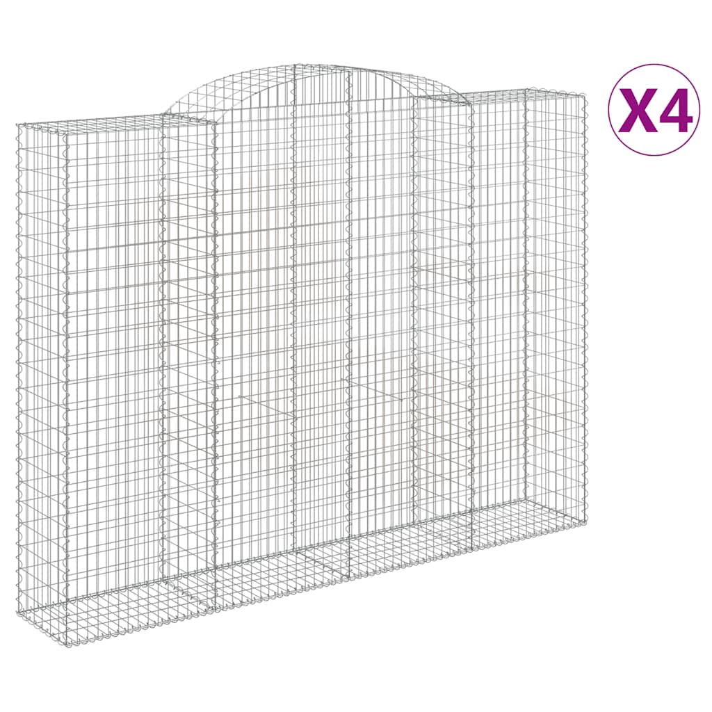 vidaXL Arched Gabion Baskets 4 pcs 300x50x220/240 cm Galvanised Iron 2