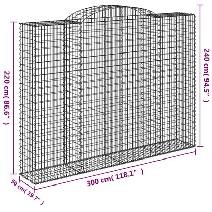 vidaXL Arched Gabion Baskets 4 pcs 300x50x220/240 cm Galvanised Iron 6