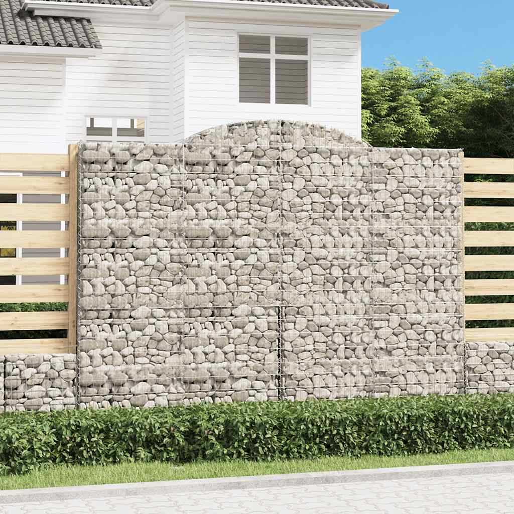 vidaXL Arched Gabion Baskets 4 pcs 300x50x220/240 cm Galvanised Iron 1