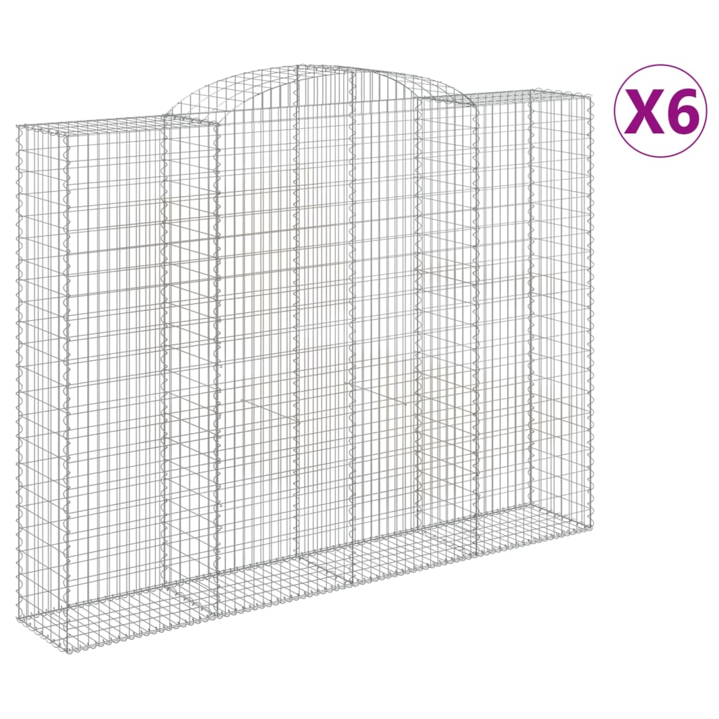 vidaXL Arched Gabion Baskets 6 pcs 300x50x220/240 cm Galvanised Iron 2