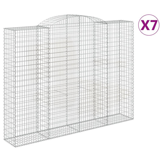 vidaXL Arched Gabion Baskets 7 pcs 300x50x220/240 cm Galvanised Iron 2