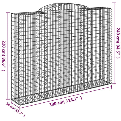 vidaXL Arched Gabion Baskets 7 pcs 300x50x220/240 cm Galvanised Iron 6