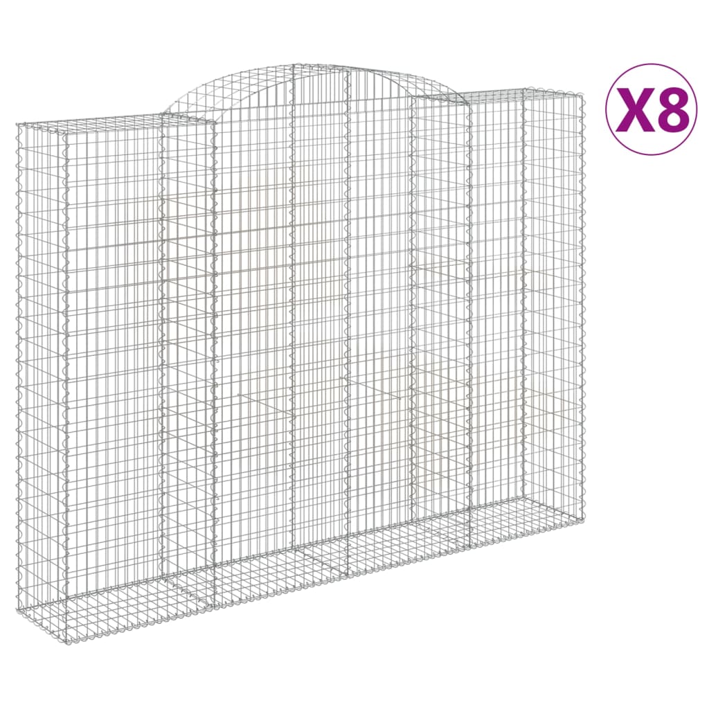 vidaXL Arched Gabion Baskets 8 pcs 300x50x220/240 cm Galvanised Iron 2