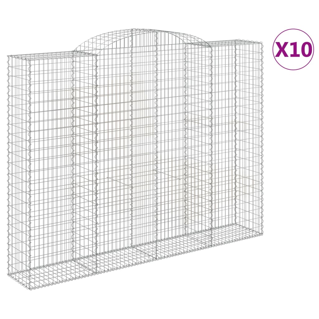 vidaXL Arched Gabion Baskets 10 pcs 300x50x220/240 cm Galvanised Iron 2