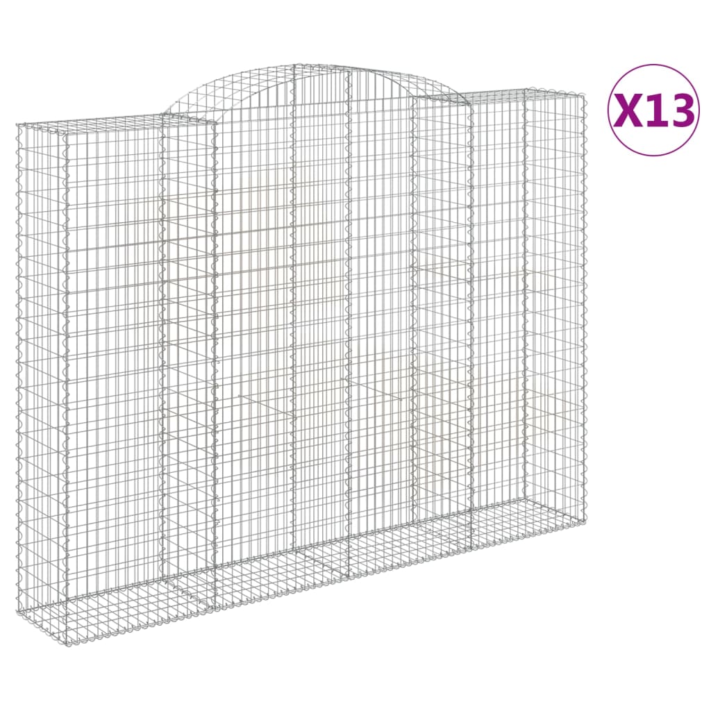 vidaXL Arched Gabion Baskets 13 pcs 300x50x220/240 cm Galvanised Iron 2