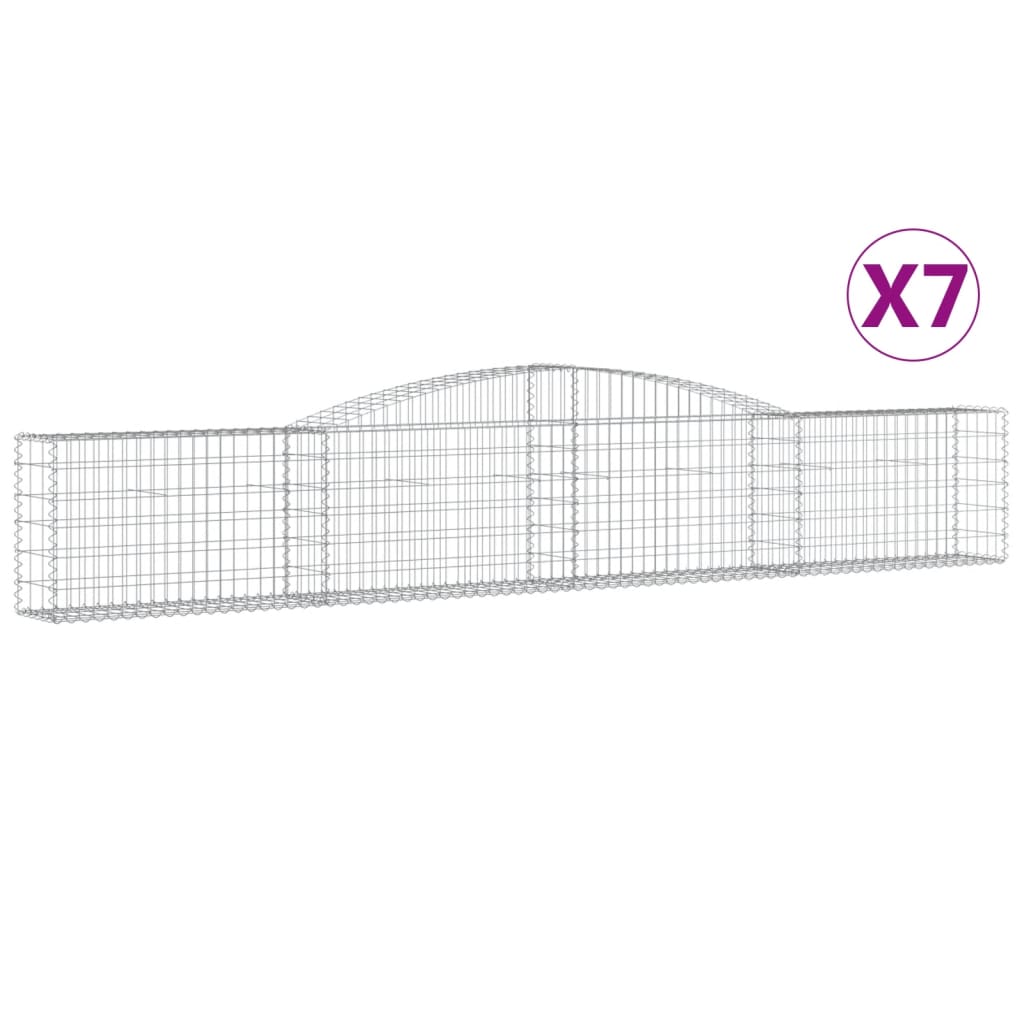 vidaXL Arched Gabion Baskets 7 pcs 400x30x60/80 cm Galvanised Iron 2