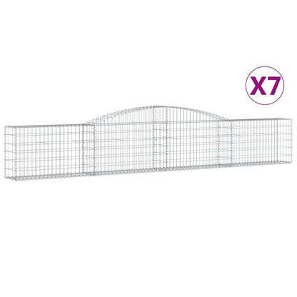 vidaXL Arched Gabion Baskets 7 pcs 400x30x60/80 cm Galvanised Iron 2