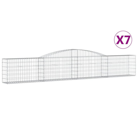 vidaXL Arched Gabion Baskets 7 pcs 400x30x60/80 cm Galvanised Iron 2