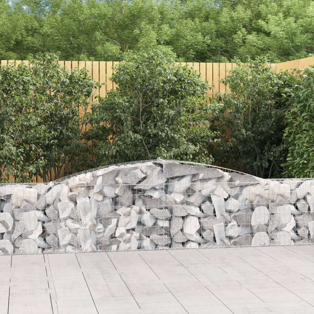 vidaXL Arched Gabion Baskets 7 pcs 400x30x60/80 cm Galvanised Iron 1