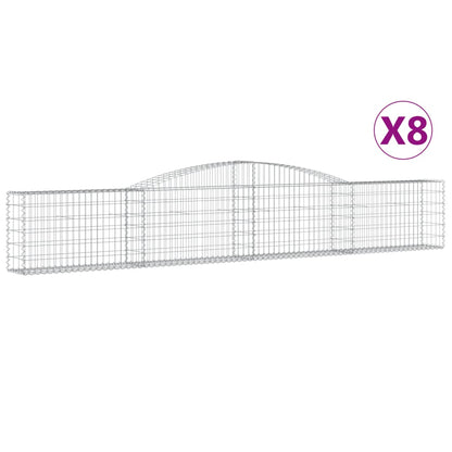 vidaXL Arched Gabion Baskets 8 pcs 400x30x60/80 cm Galvanised Iron 2