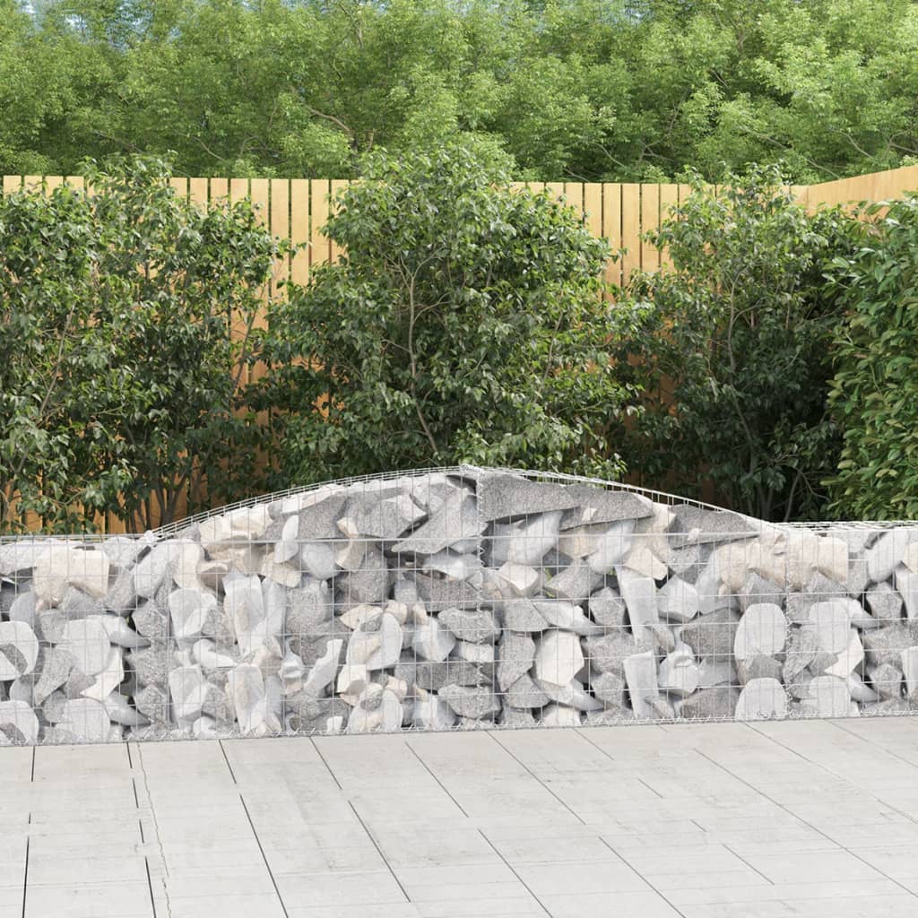 vidaXL Arched Gabion Baskets 8 pcs 400x30x60/80 cm Galvanised Iron 1