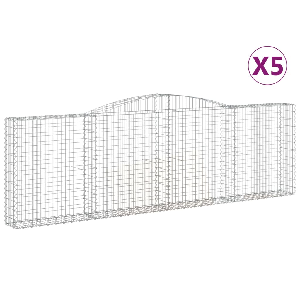 vidaXL Arched Gabion Baskets 5 pcs 400x30x120/140 cm Galvanised Iron 2