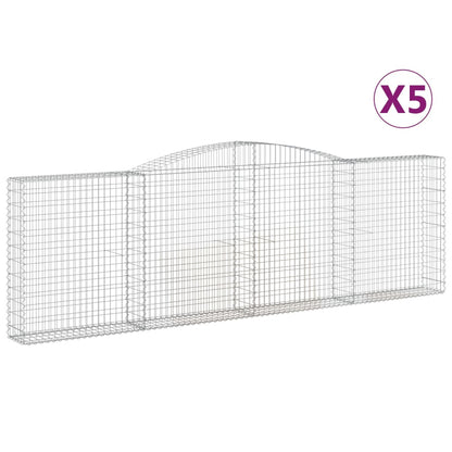 vidaXL Arched Gabion Baskets 5 pcs 400x30x120/140 cm Galvanised Iron 2