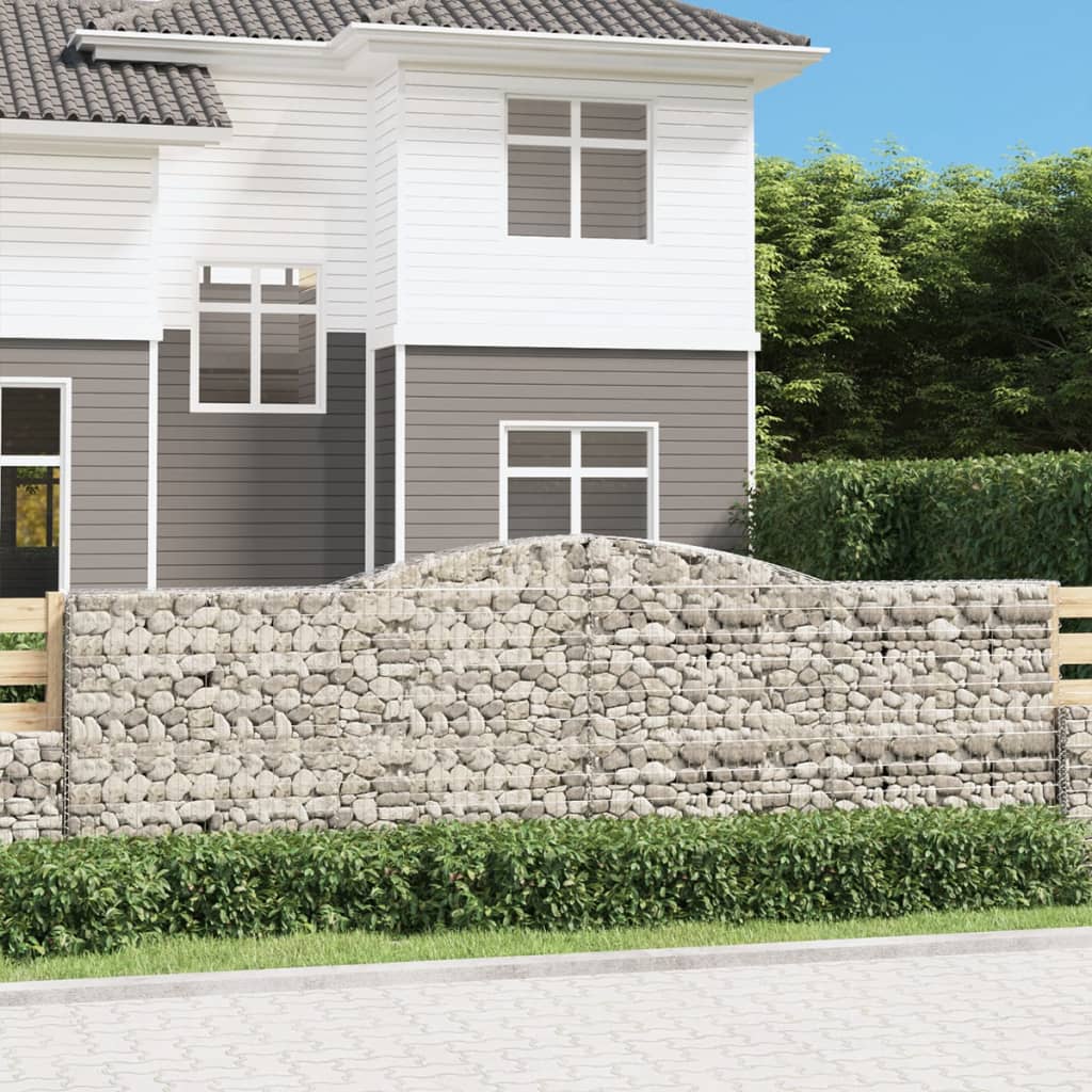 vidaXL Arched Gabion Baskets 5 pcs 400x30x120/140 cm Galvanised Iron 1