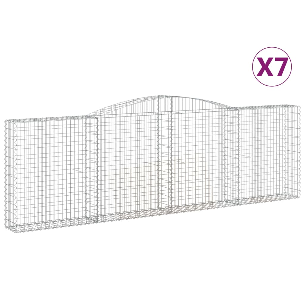 vidaXL Arched Gabion Baskets 7 pcs 400x30x120/140 cm Galvanised Iron 2