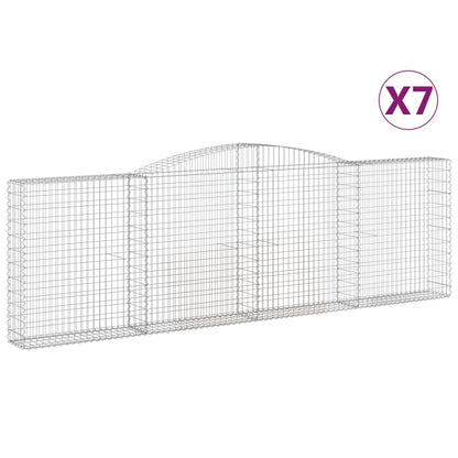 vidaXL Arched Gabion Baskets 7 pcs 400x30x120/140 cm Galvanised Iron 2