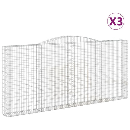 vidaXL Arched Gabion Baskets 3 pcs 400x30x180/200 cm Galvanised Iron 2