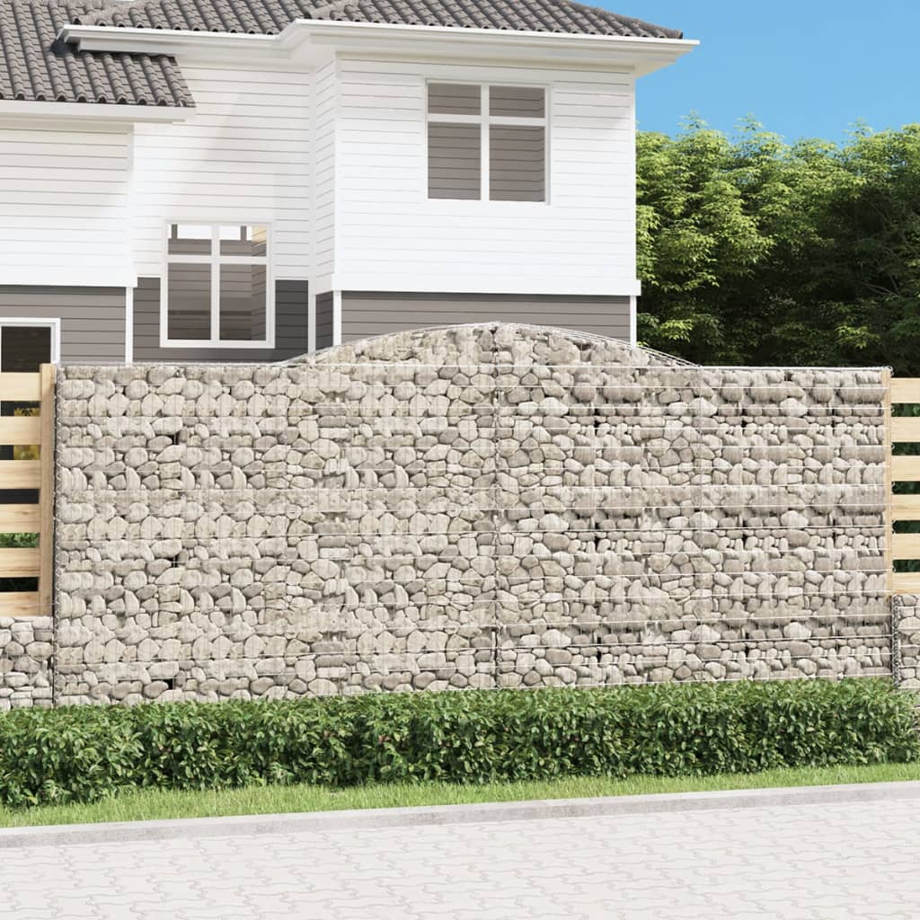 vidaXL Arched Gabion Baskets 3 pcs 400x30x180/200 cm Galvanised Iron 1