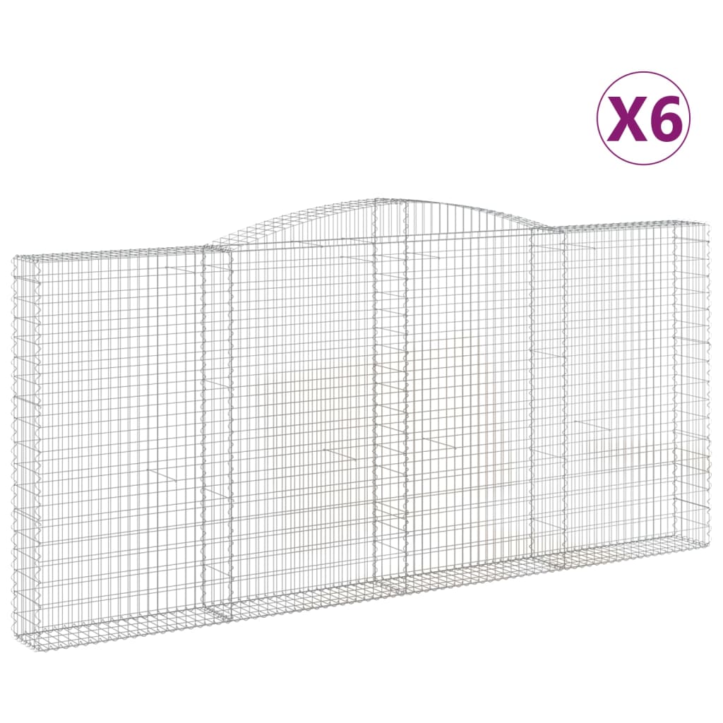 vidaXL Arched Gabion Baskets 6 pcs 400x30x180/200 cm Galvanised Iron 2