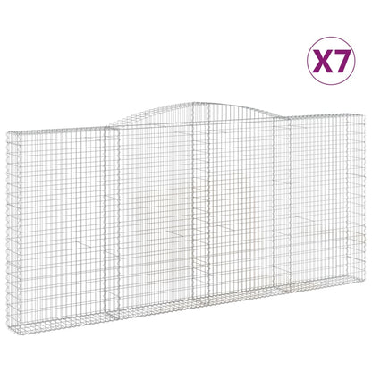 vidaXL Arched Gabion Baskets 7 pcs 400x30x180/200 cm Galvanised Iron 2