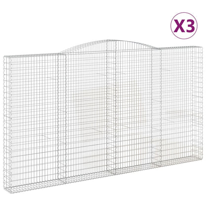 vidaXL Arched Gabion Baskets 3 pcs 400x30x220/240 cm Galvanised Iron 2