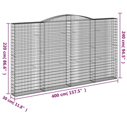 vidaXL Arched Gabion Baskets 3 pcs 400x30x220/240 cm Galvanised Iron 6