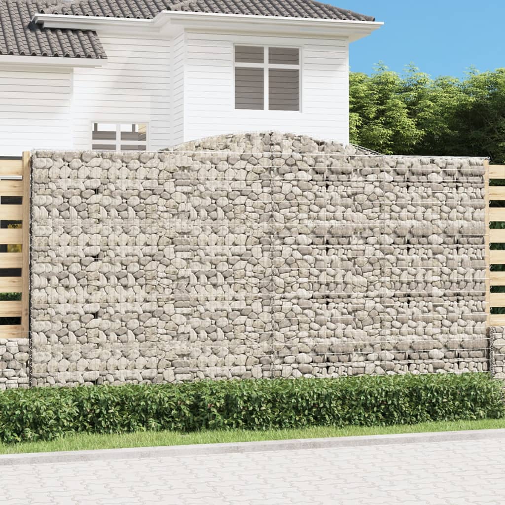 vidaXL Arched Gabion Baskets 3 pcs 400x30x220/240 cm Galvanised Iron 1