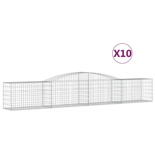 vidaXL Arched Gabion Baskets 10 pcs 400x50x60/80 cm Galvanised Iron 2