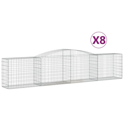 vidaXL Arched Gabion Baskets 8 pcs 400x50x80/100 cm Galvanised Iron 2