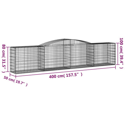 vidaXL Arched Gabion Baskets 8 pcs 400x50x80/100 cm Galvanised Iron 6