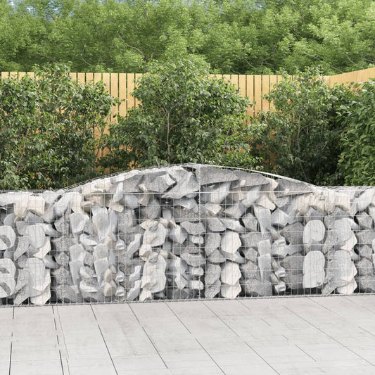 vidaXL Arched Gabion Baskets 8 pcs 400x50x80/100 cm Galvanised Iron 1