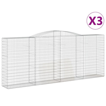 vidaXL Arched Gabion Baskets 3 pcs 400x50x160/180 cm Galvanised Iron 2