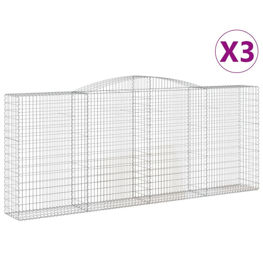 vidaXL Arched Gabion Baskets 3 pcs 400x50x160/180 cm Galvanised Iron 2