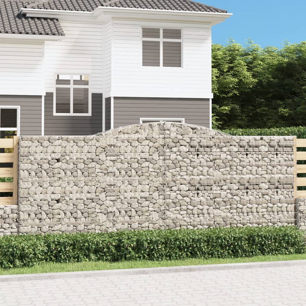 vidaXL Arched Gabion Baskets 3 pcs 400x50x160/180 cm Galvanised Iron 1