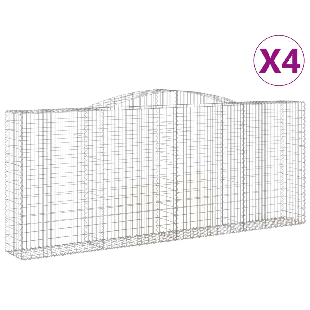 vidaXL Arched Gabion Baskets 4 pcs 400x50x160/180 cm Galvanised Iron 2