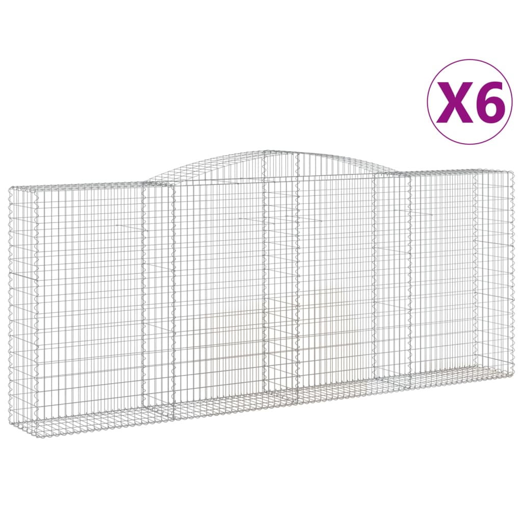 vidaXL Arched Gabion Baskets 6 pcs 400x50x160/180 cm Galvanised Iron 2