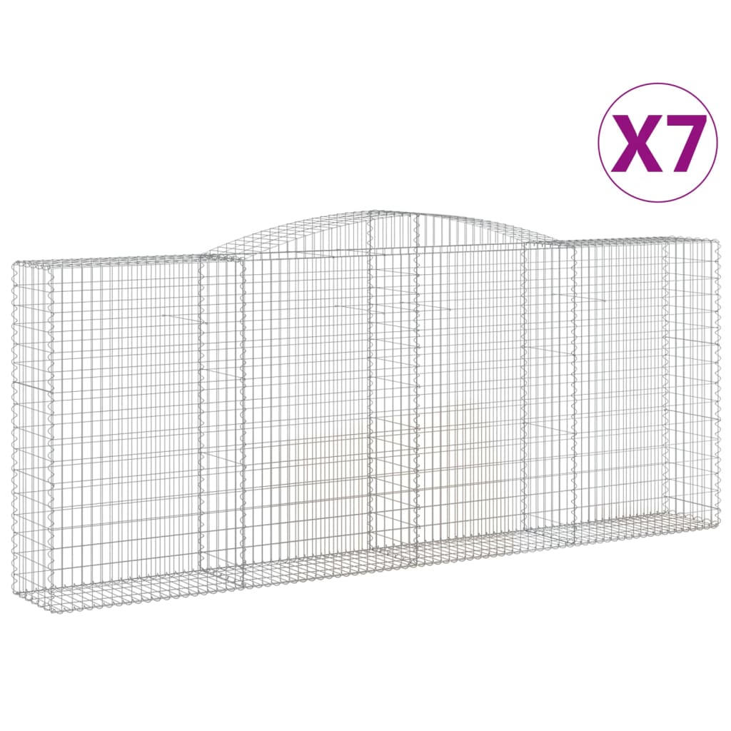 vidaXL Arched Gabion Baskets 7 pcs 400x50x160/180 cm Galvanised Iron 2