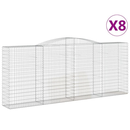 vidaXL Arched Gabion Baskets 8 pcs 400x50x160/180 cm Galvanised Iron 2
