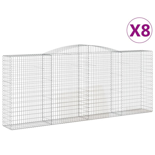 vidaXL Arched Gabion Baskets 8 pcs 400x50x160/180 cm Galvanised Iron 2