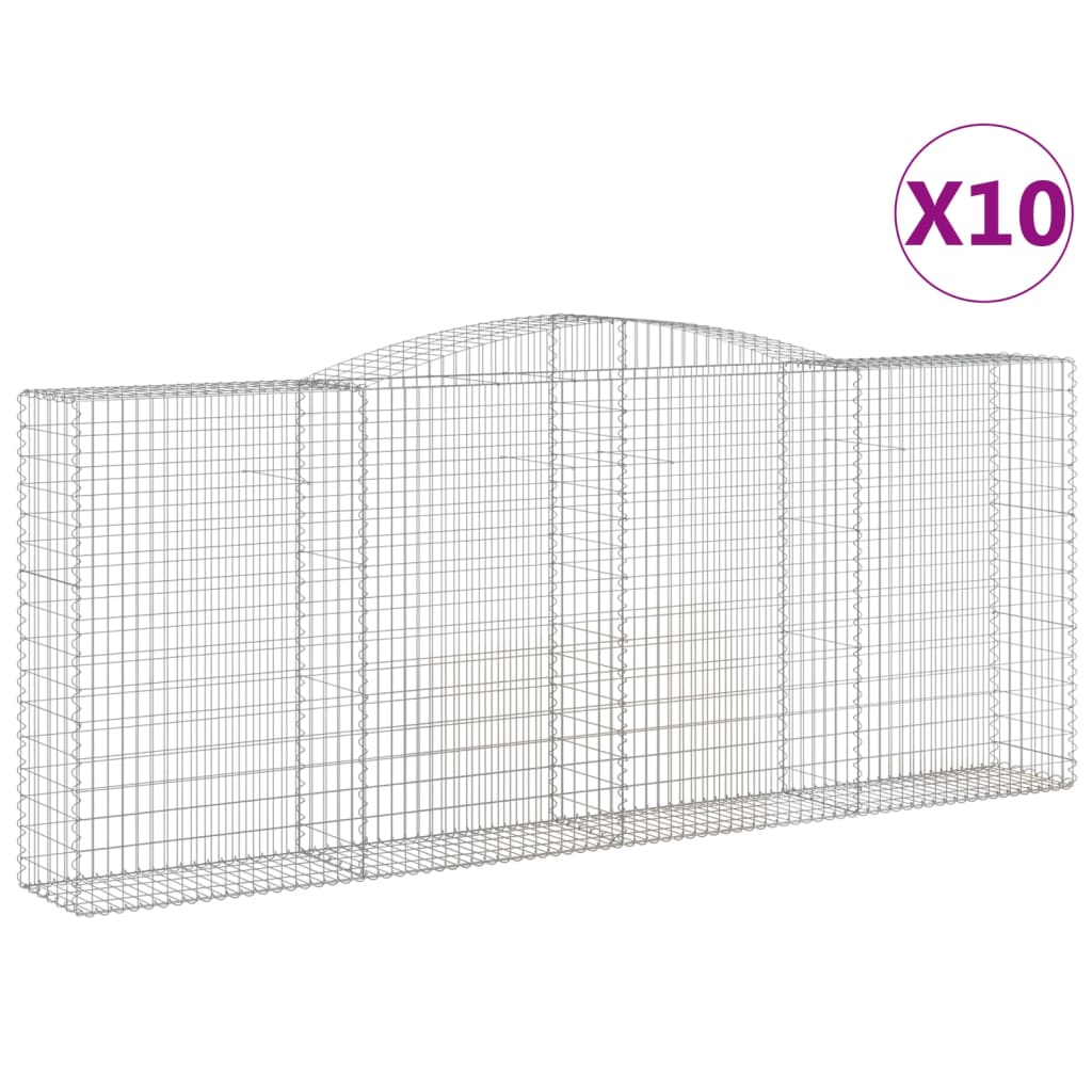 vidaXL Arched Gabion Baskets 10 pcs 400x50x160/180 cm Galvanised Iron 2