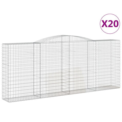 vidaXL Arched Gabion Baskets 20 pcs 400x50x160/180 cm Galvanised Iron 2