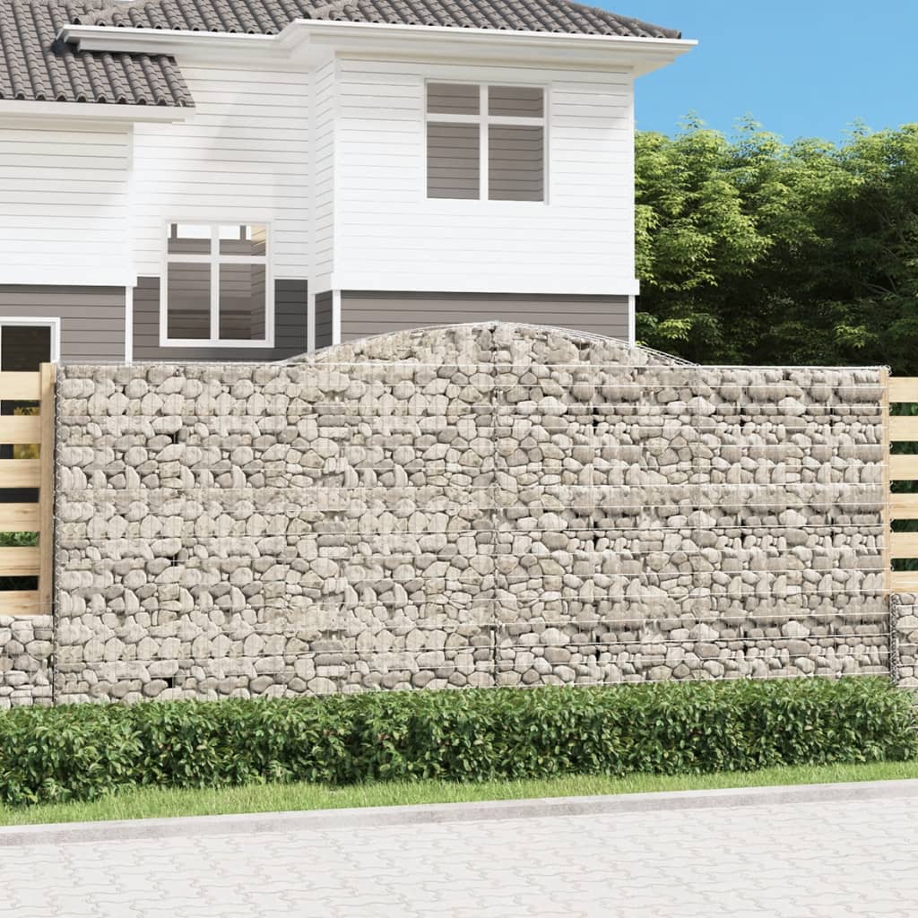 vidaXL Arched Gabion Baskets 3 pcs 400x50x180/200 cm Galvanised Iron 1