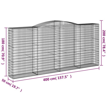 vidaXL Arched Gabion Baskets 4 pcs 400x50x180/200 cm Galvanised Iron 6