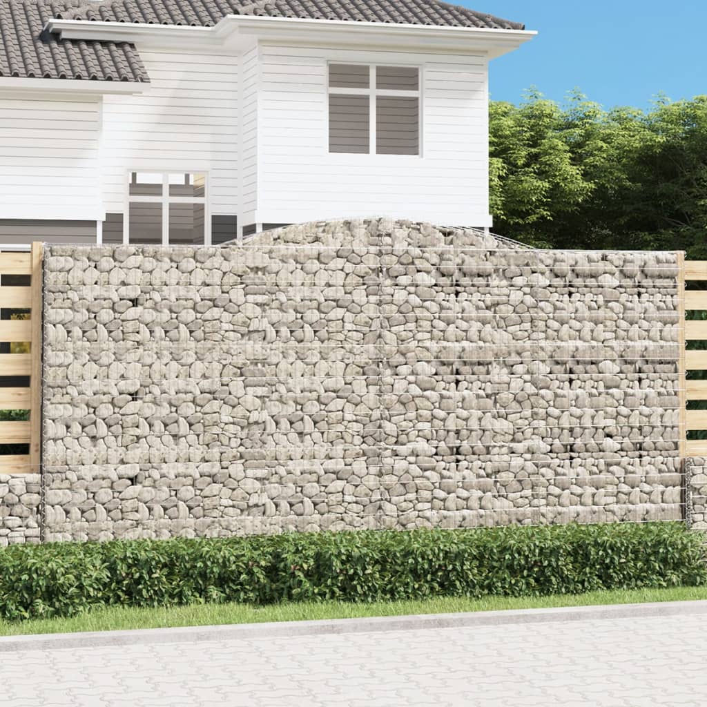 vidaXL Arched Gabion Baskets 3 pcs 400x50x200/220 cm Galvanised Iron 1